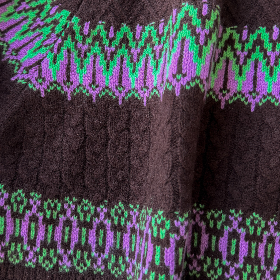 Banff Snowflake Cable Sweater in Hickory