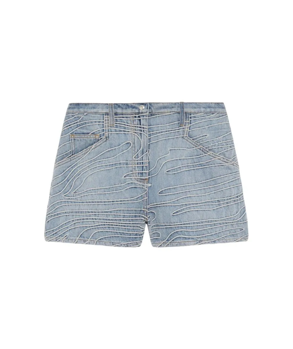 Viny Textured Denim Shorts