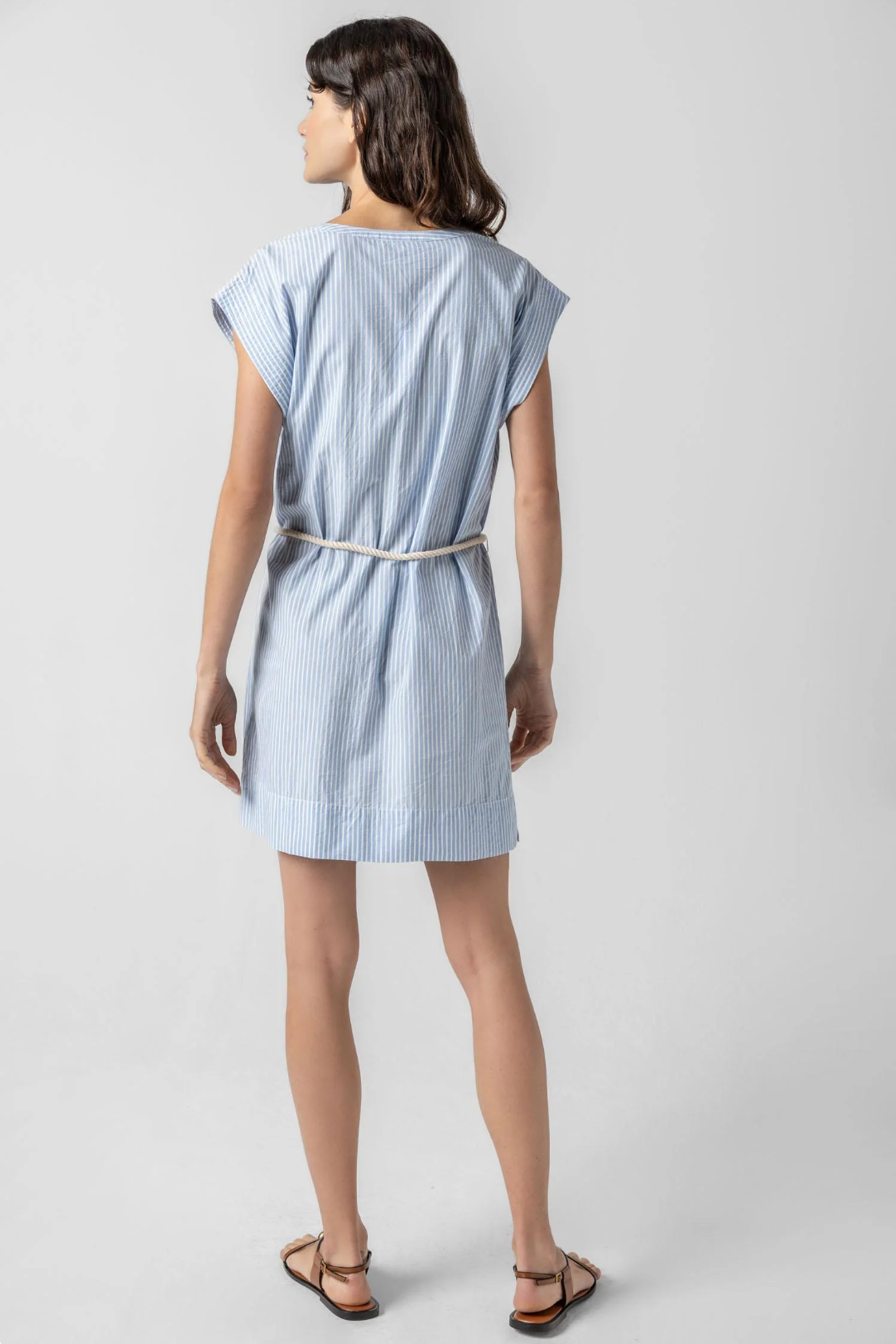 Striped Split Neck Dress