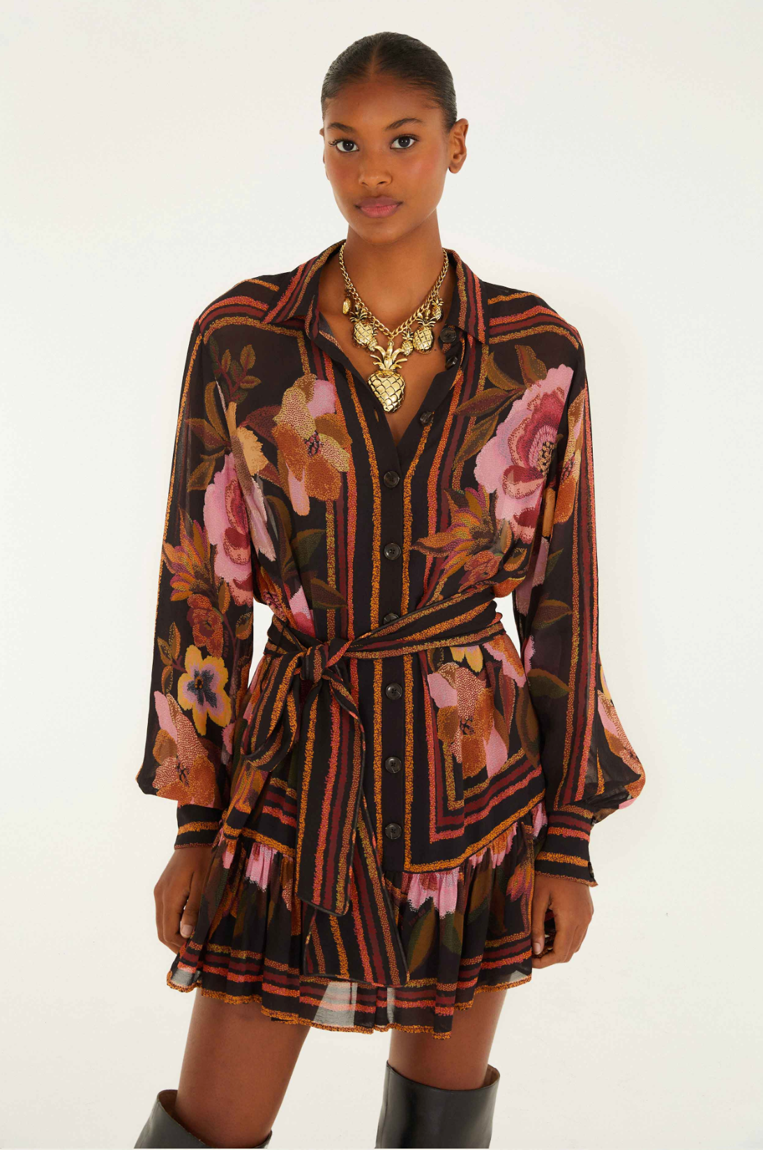 Chenille Flowers Mini Dress