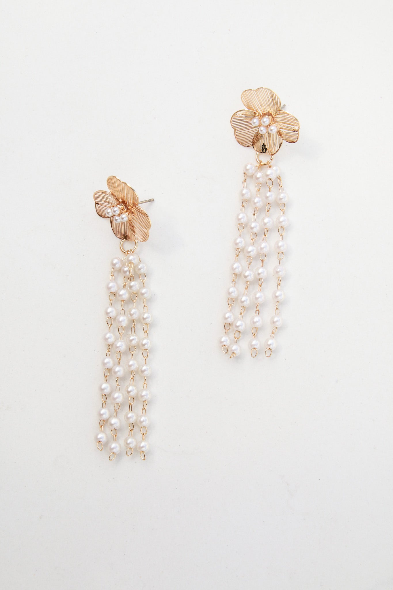 Floral and Pearl Drop Earrings