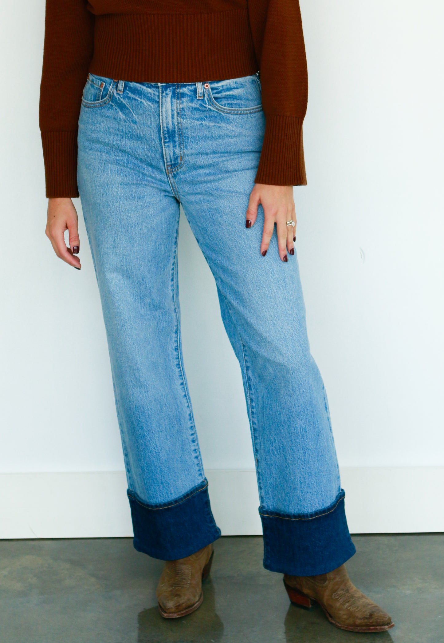 Two Toned Cuffed Denim