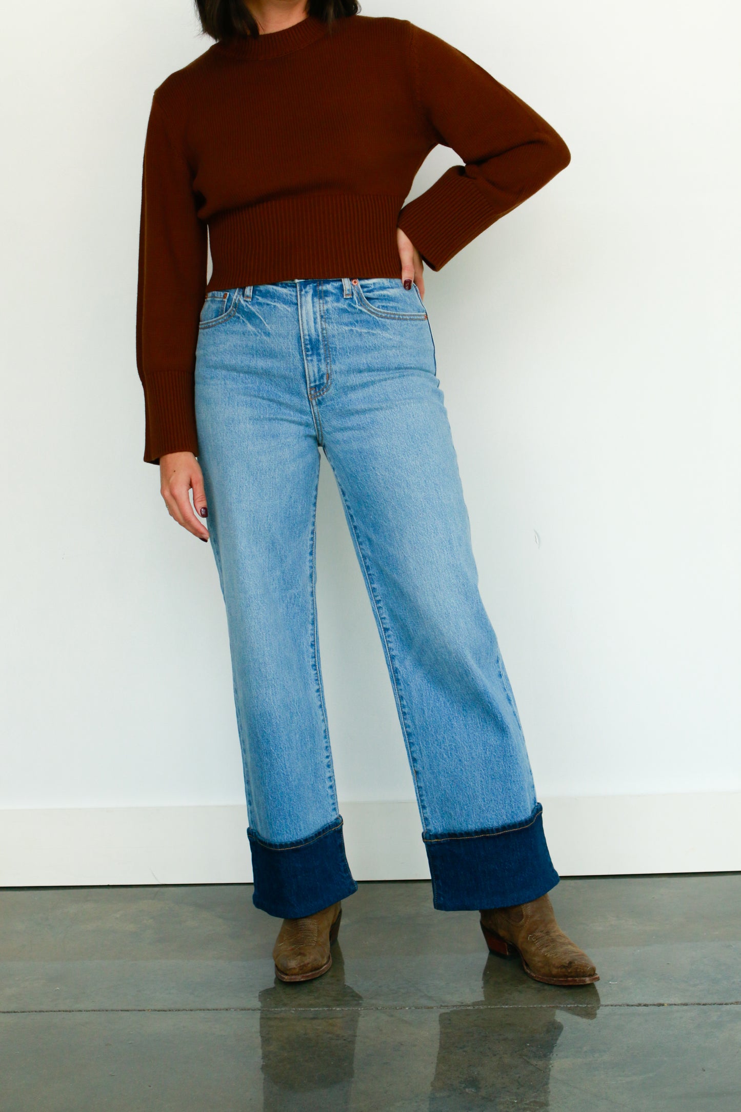 Two Toned Cuffed Denim