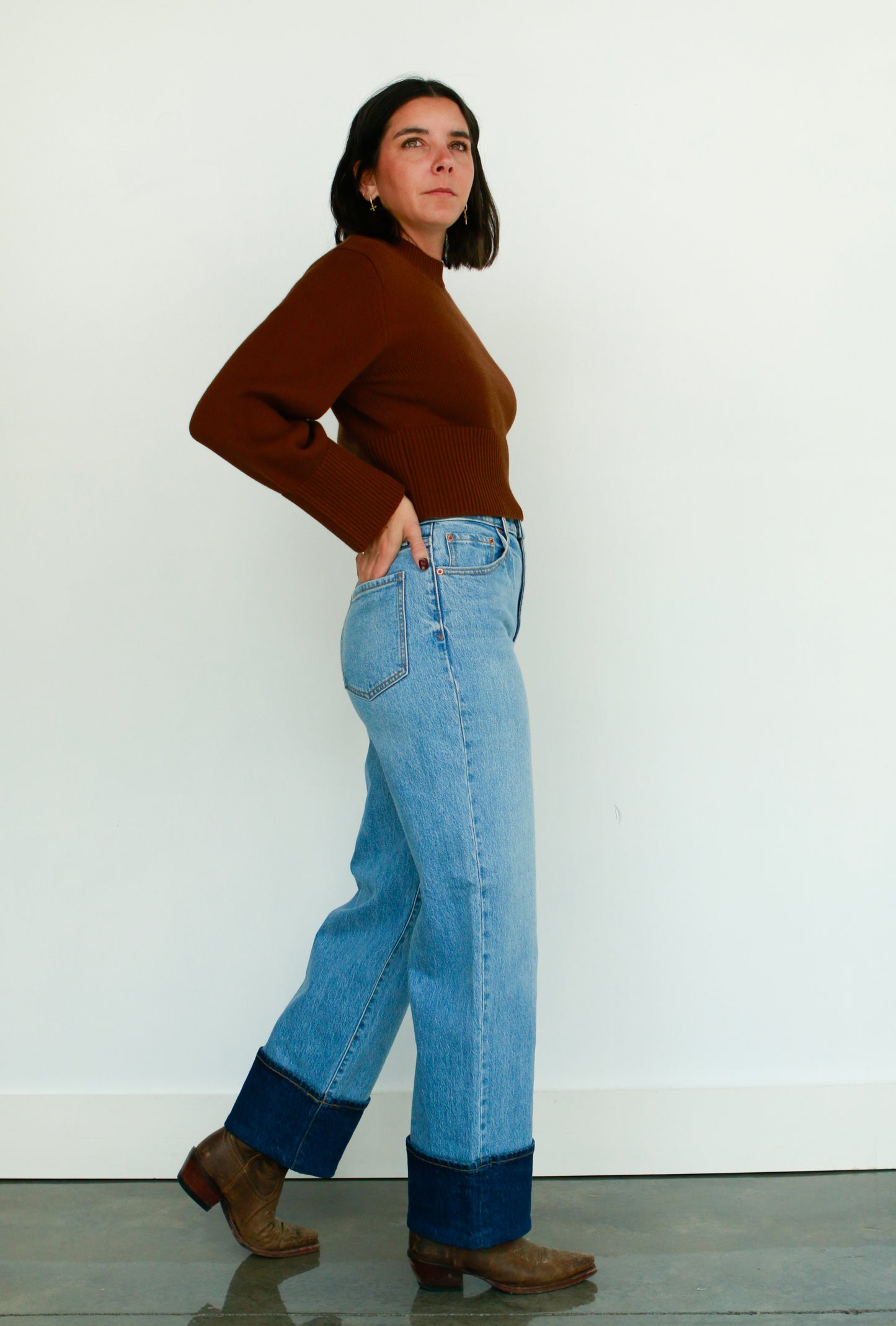 Two Toned Cuffed Denim