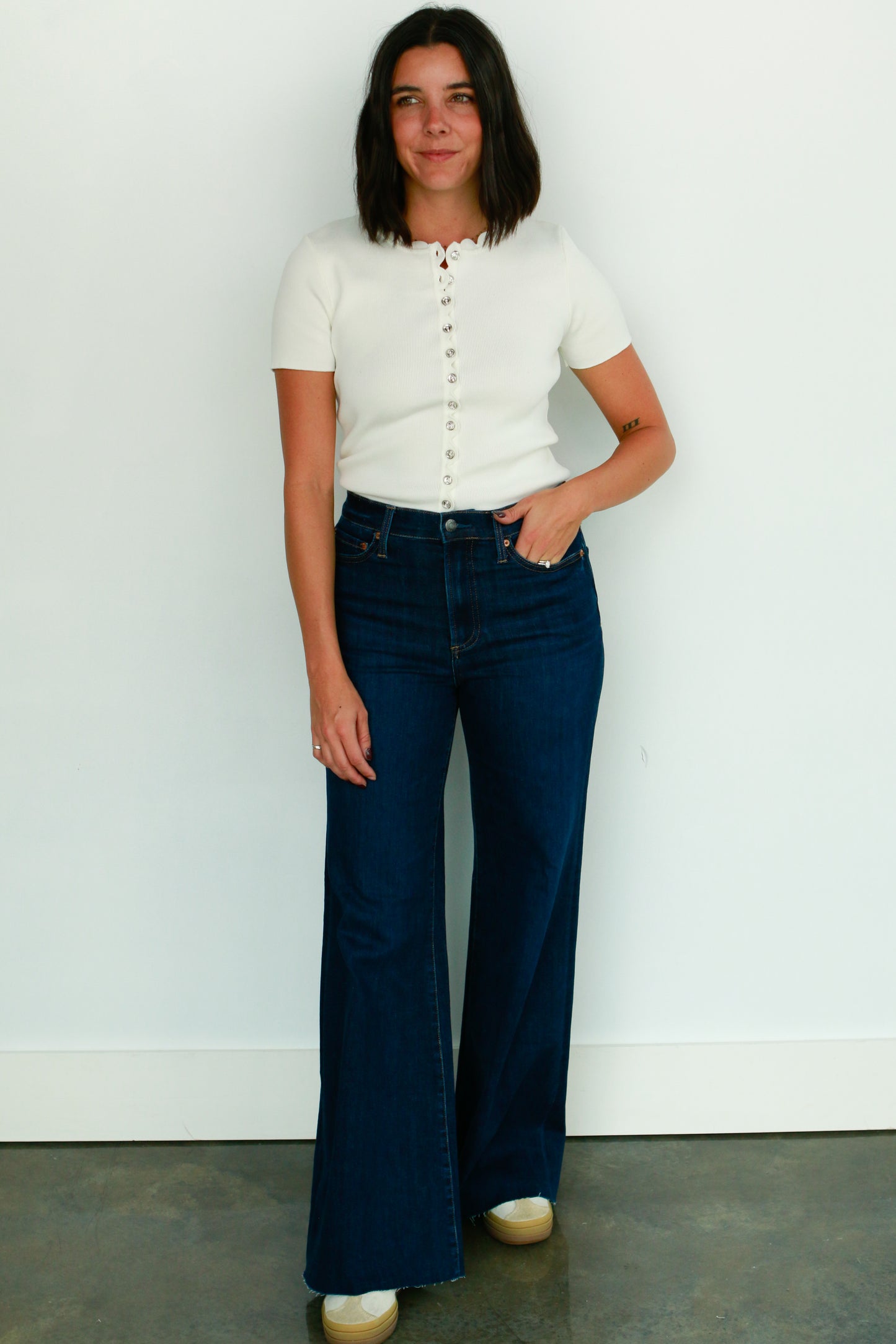 High Rise Wide Leg Dark Denim