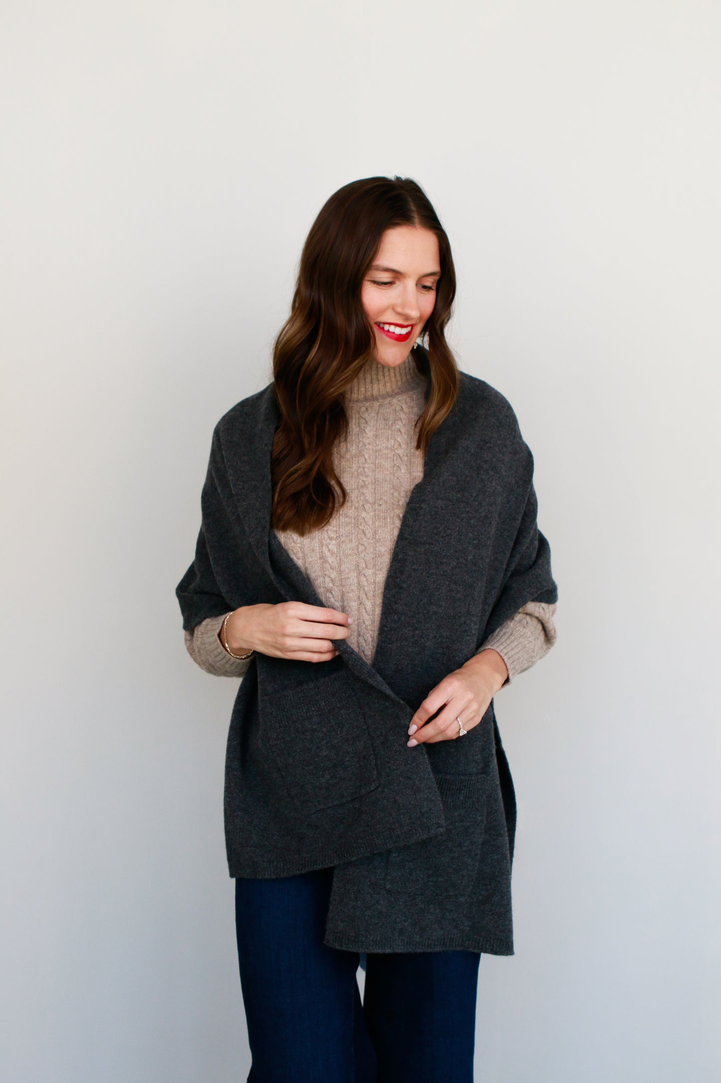 Wool Wrap in Charcoal
