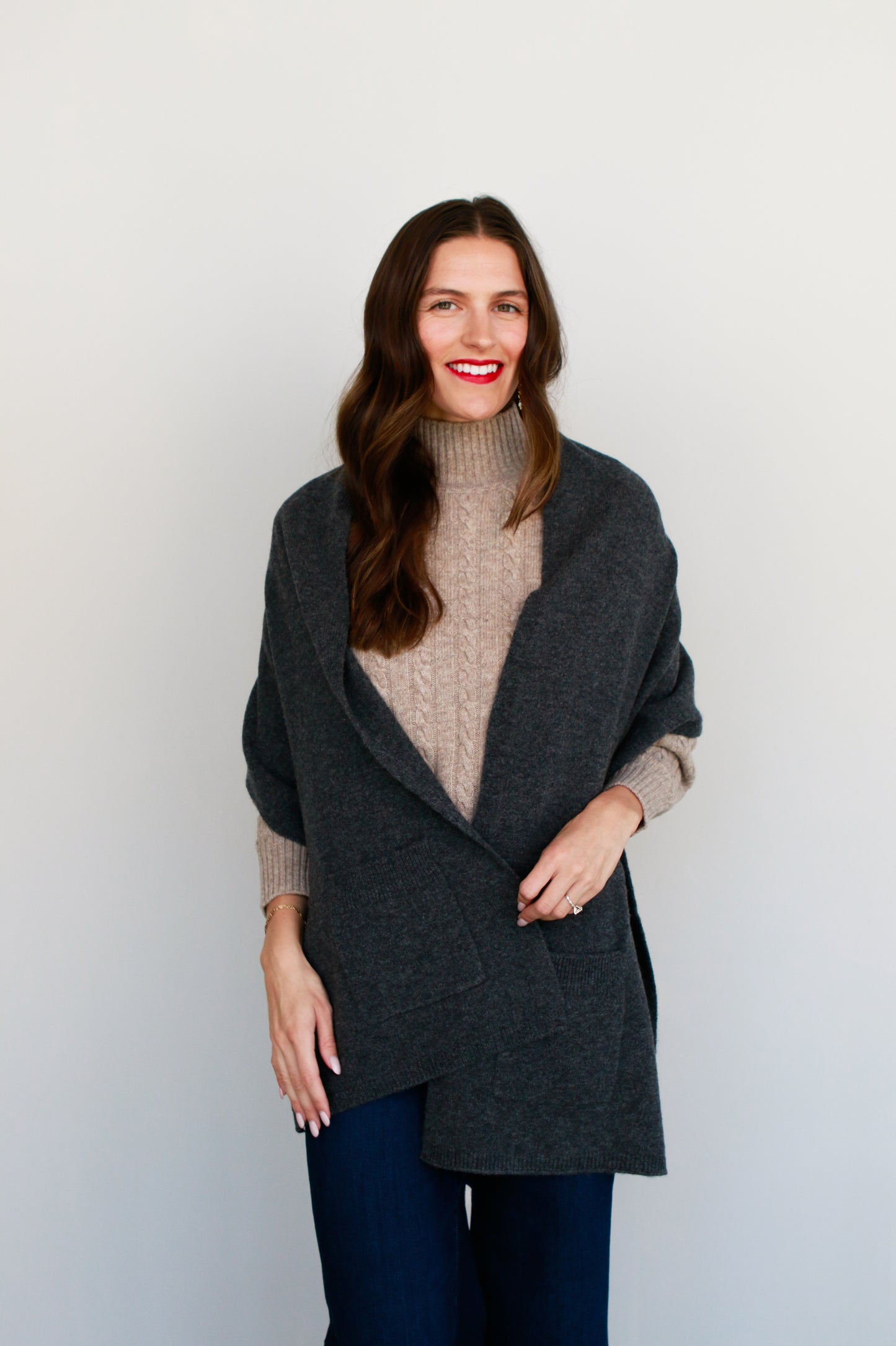 Wool Wrap in Charcoal