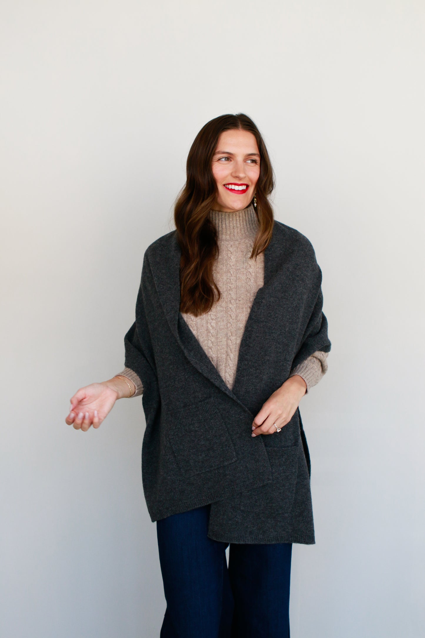 Wool Wrap in Charcoal