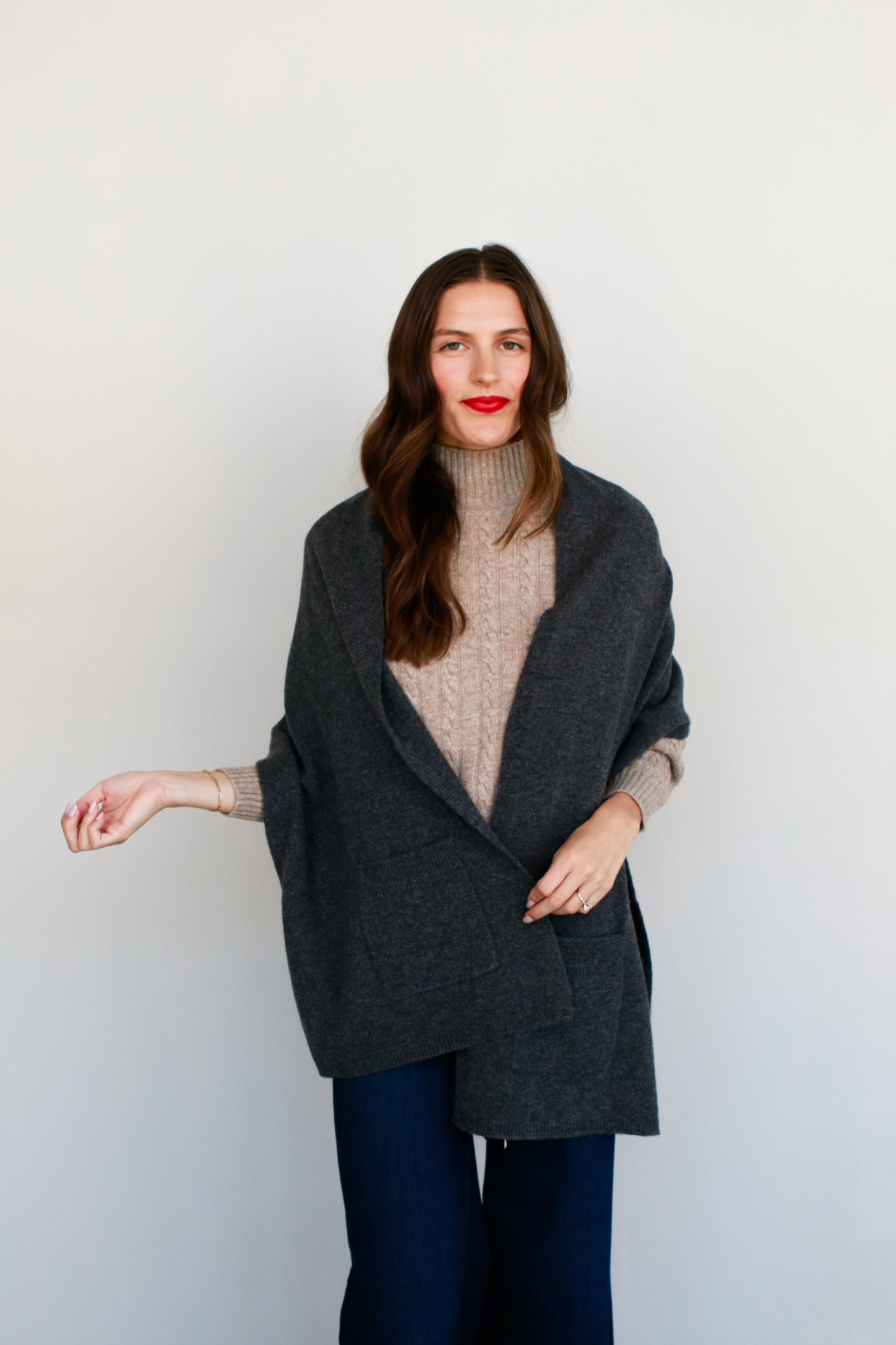 Wool Wrap in Charcoal