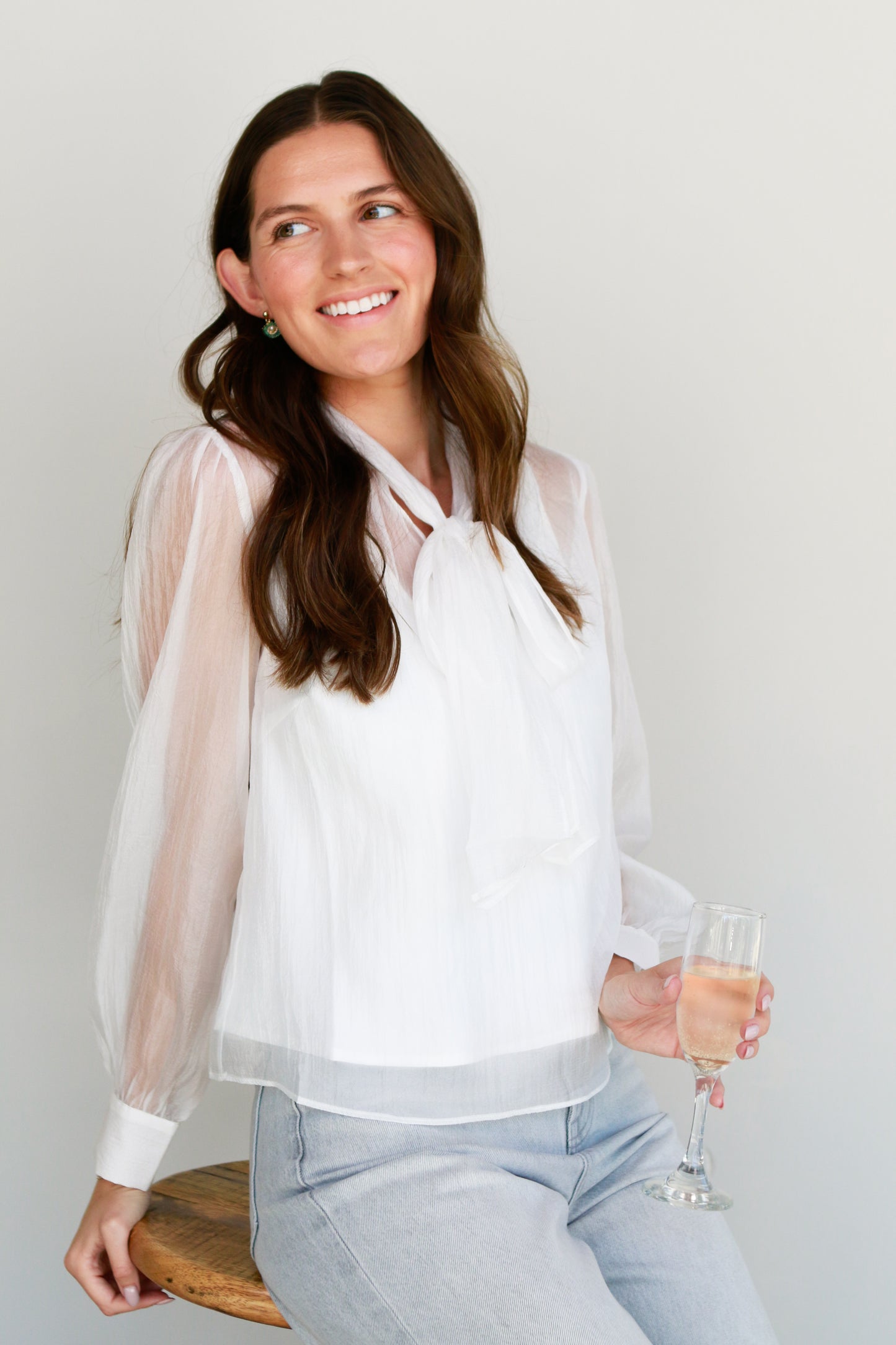 Sheer White Bow Blouse