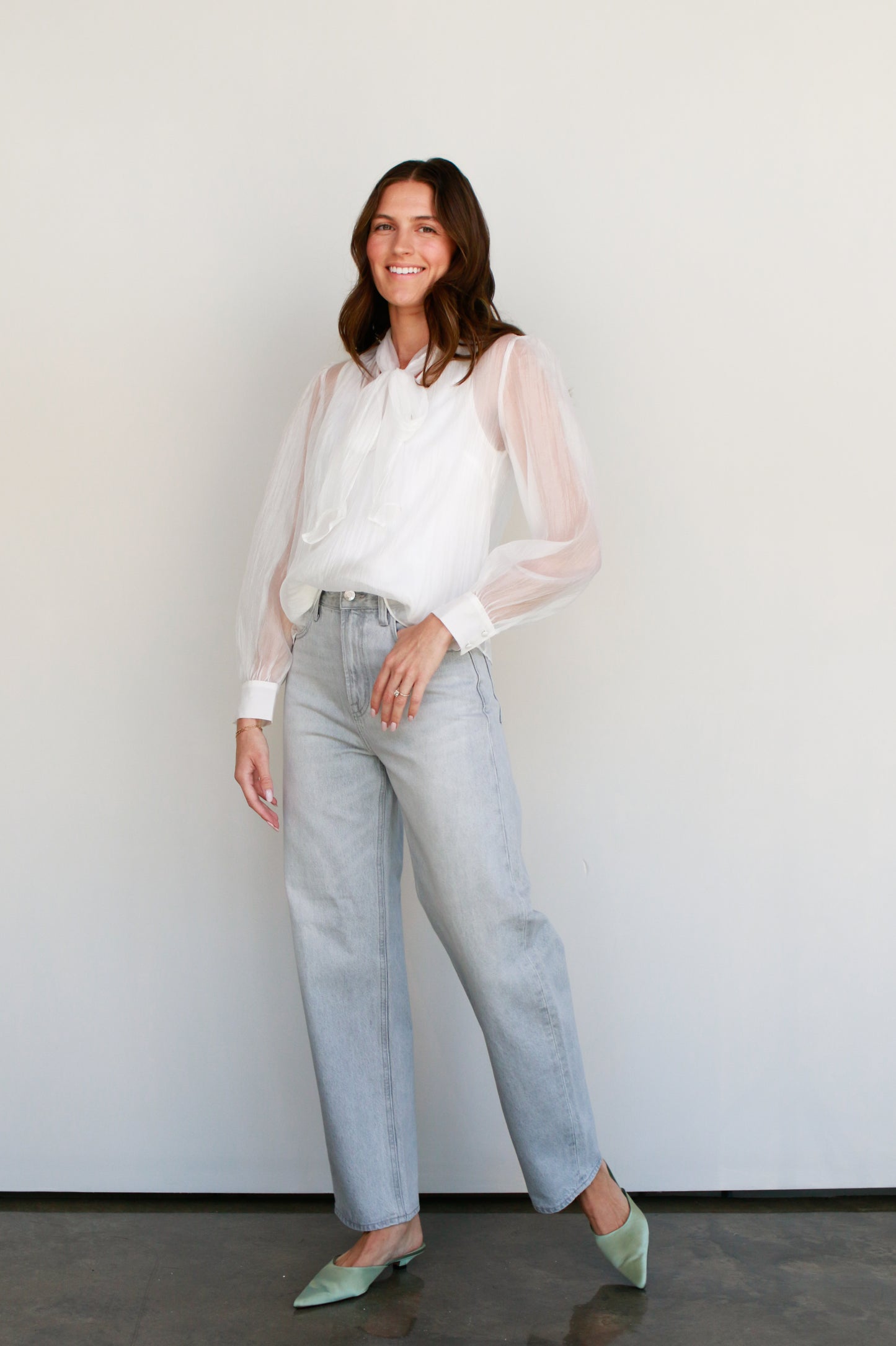 Sheer White Bow Blouse