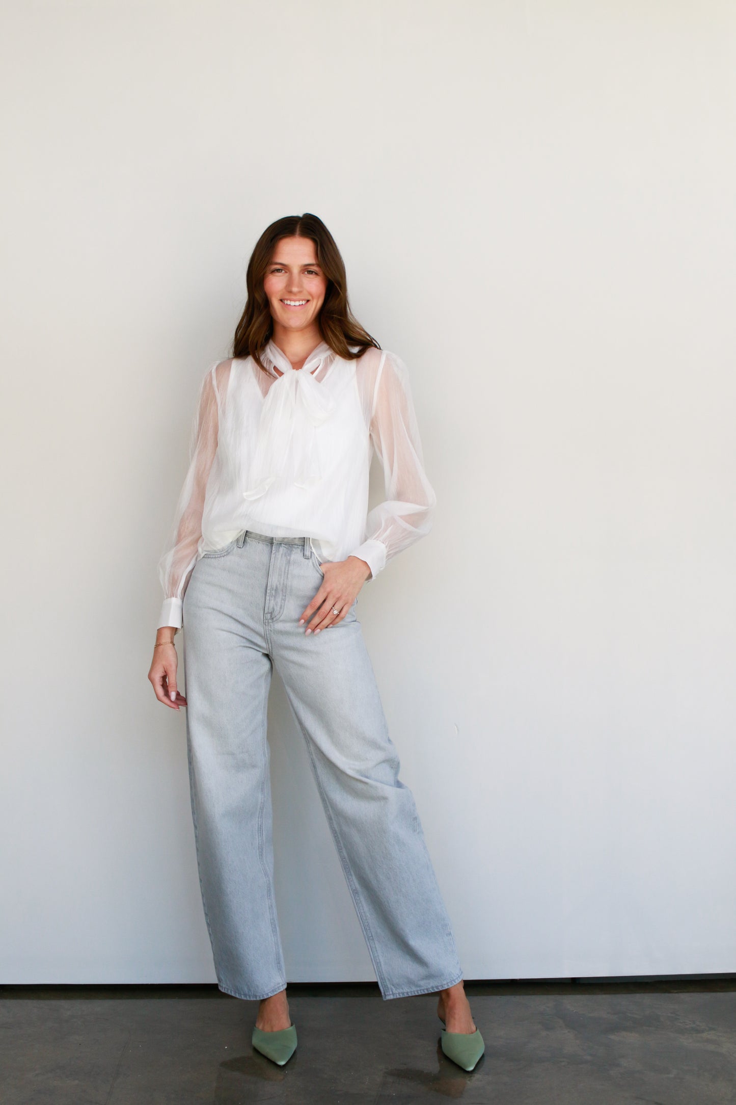 Sheer White Bow Blouse