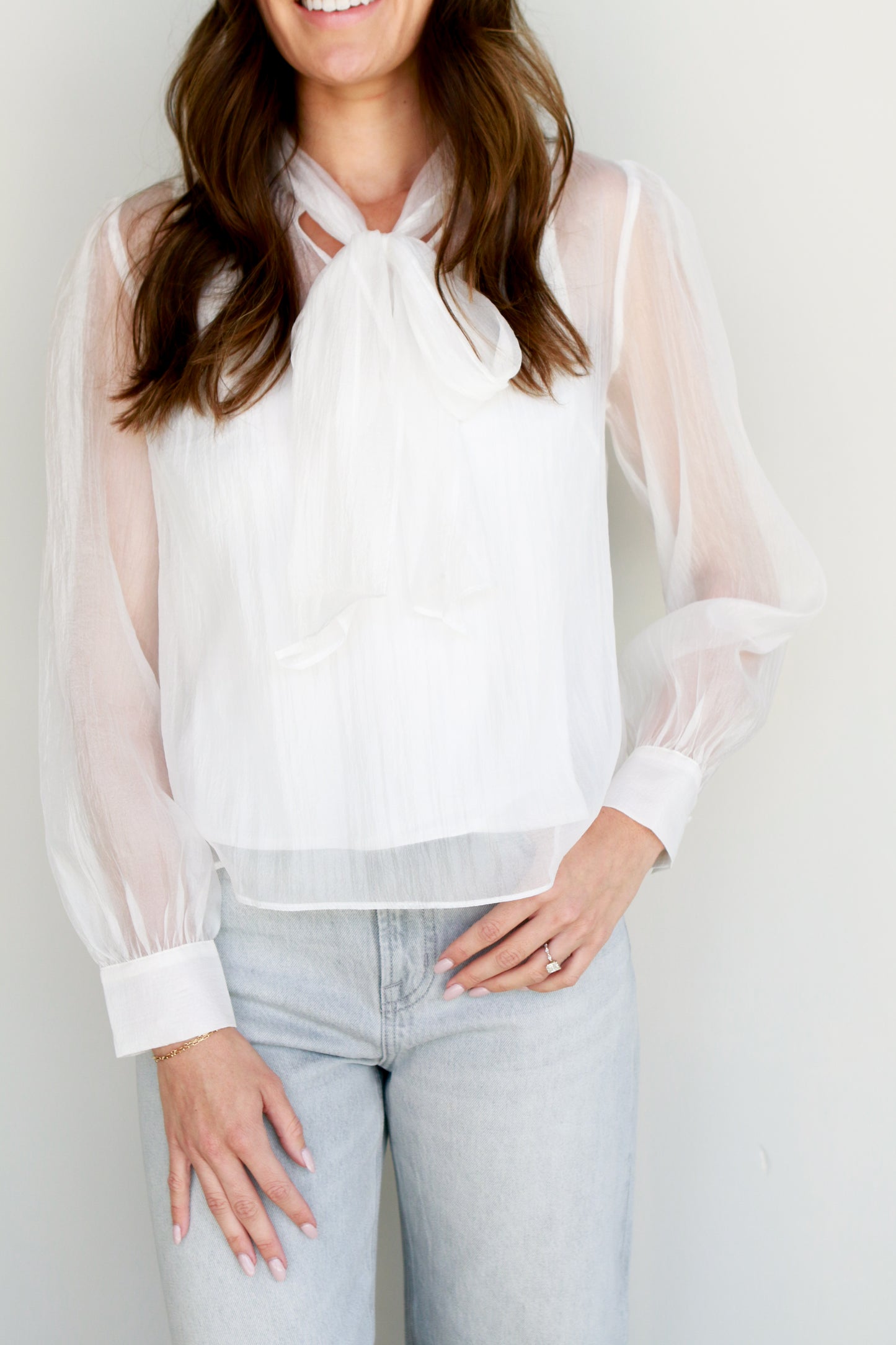 Sheer White Bow Blouse