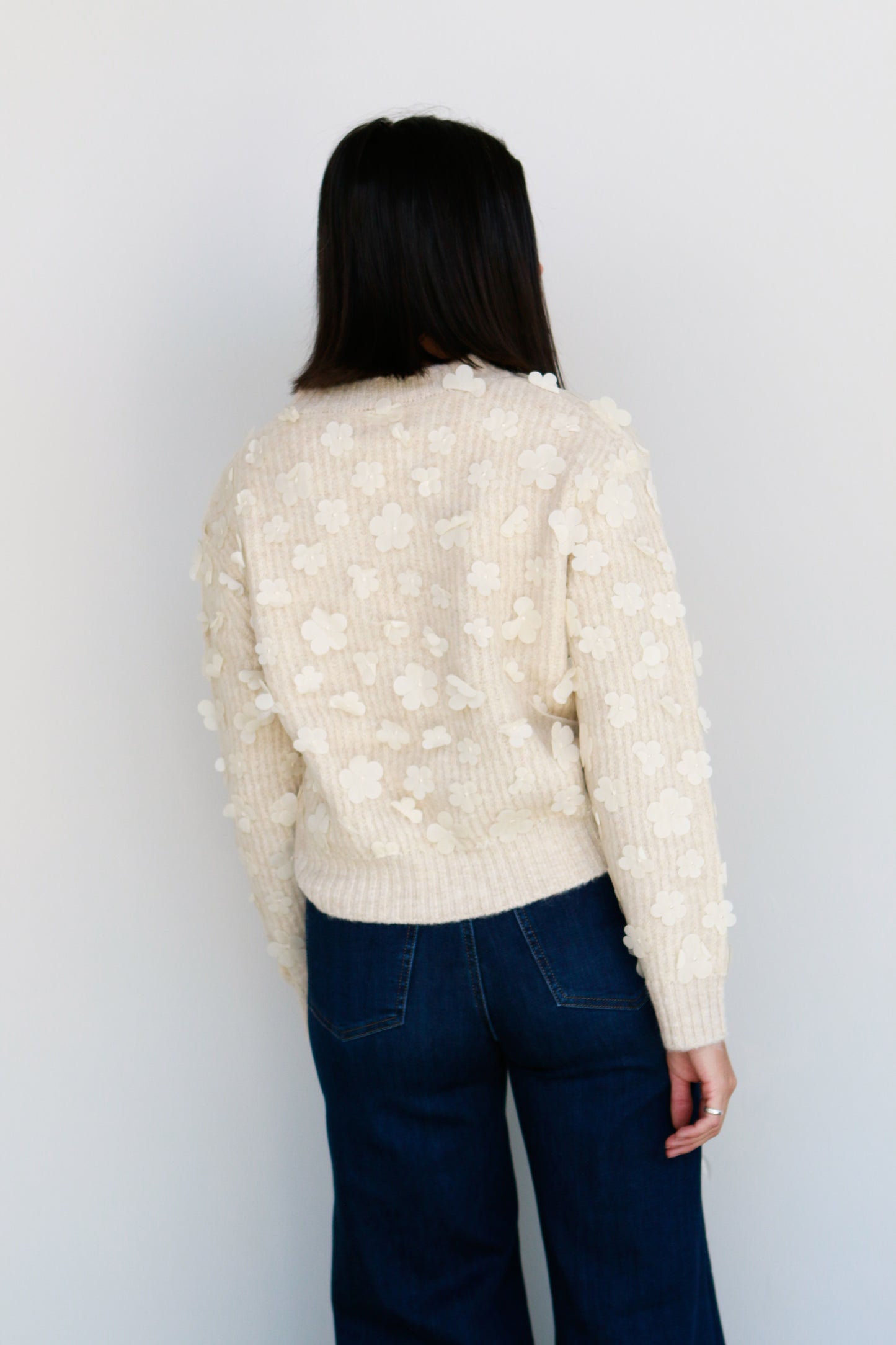 Cream Floral Sweater