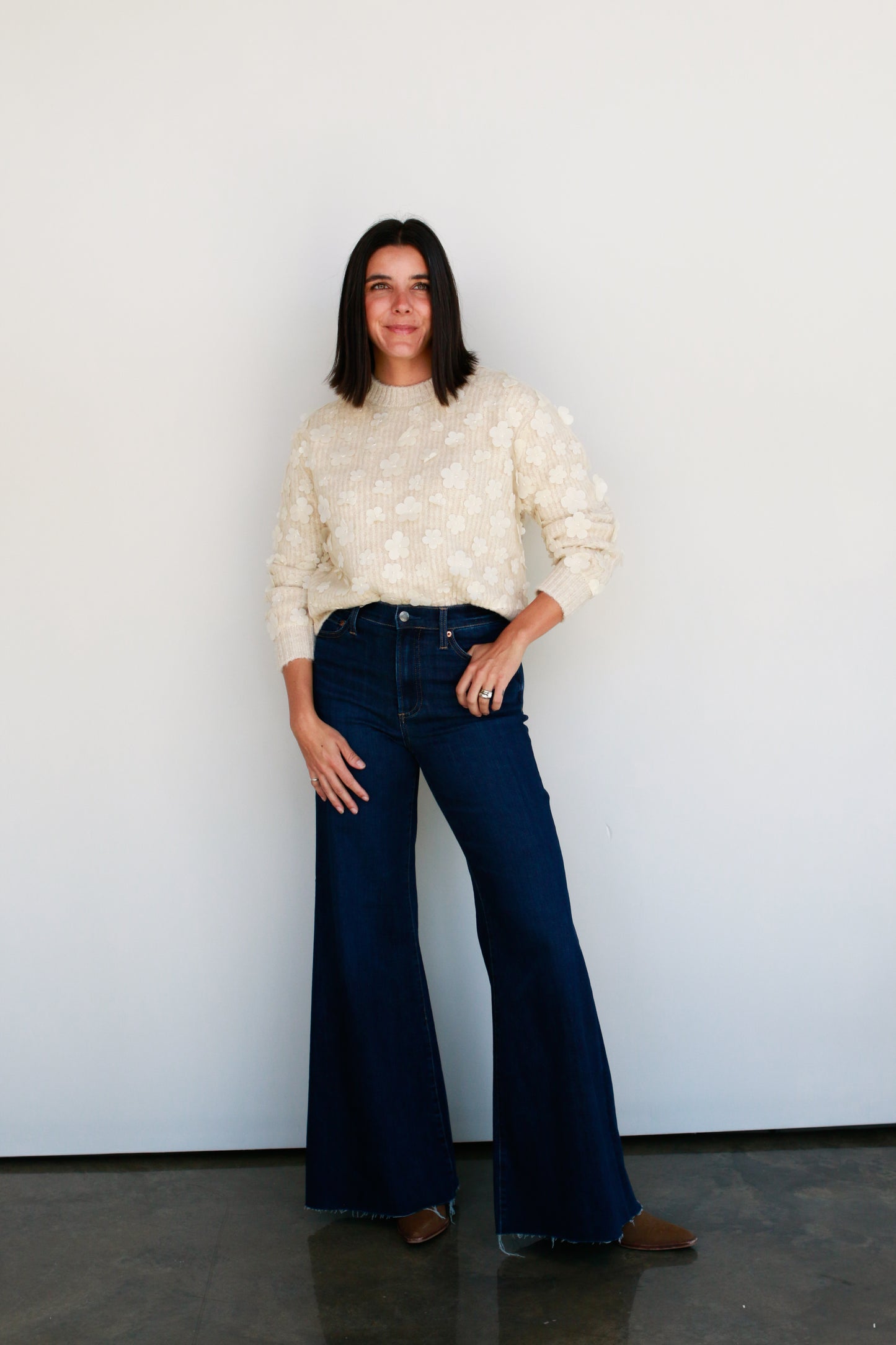 Cream Floral Sweater