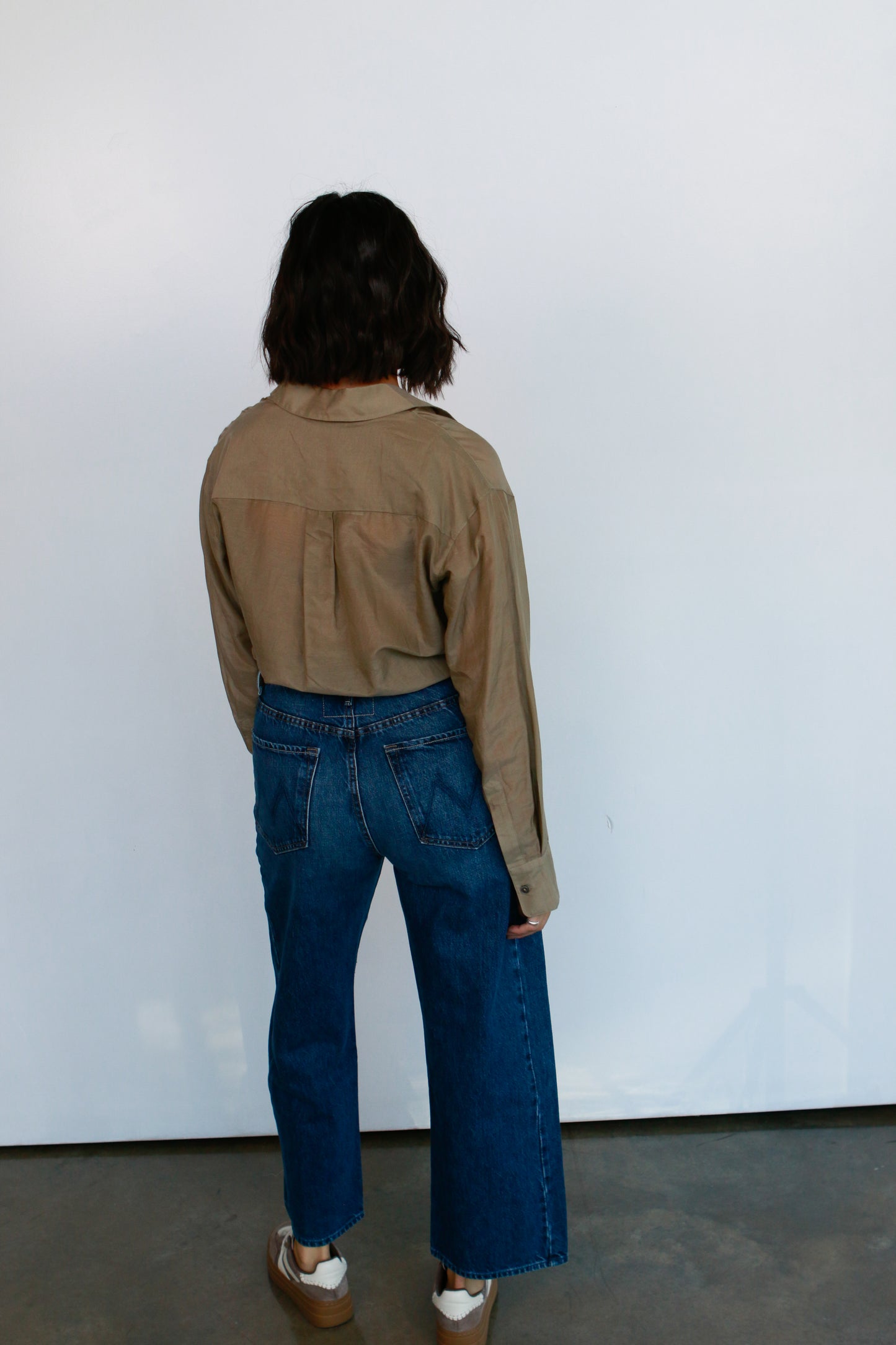 The Sheer Silk Shirt in Olive
