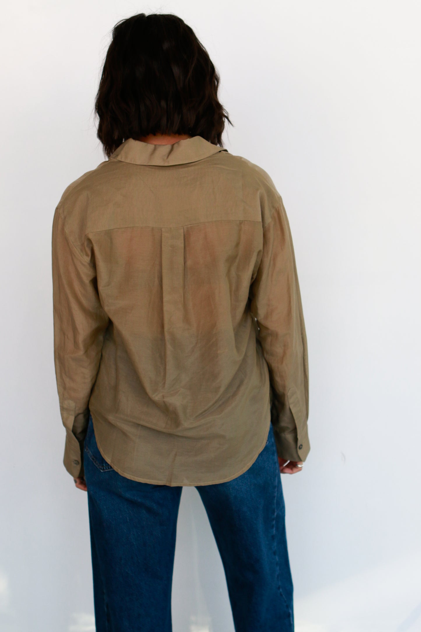 The Sheer Silk Shirt in Olive