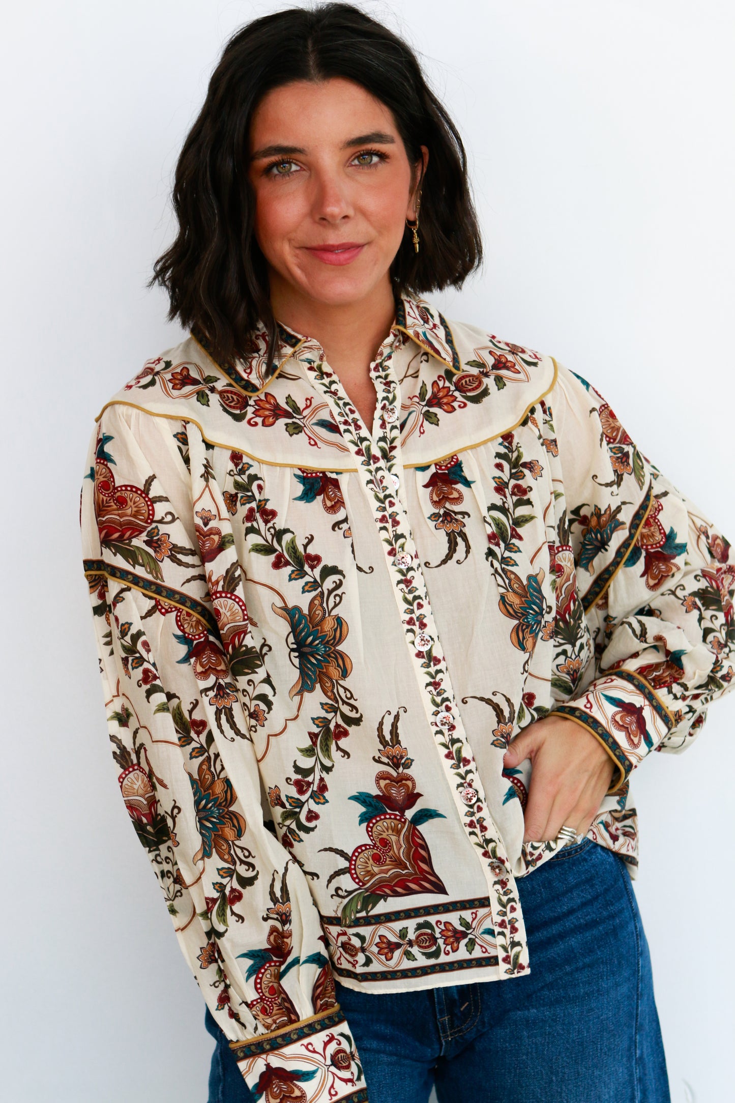 Majestic Hearts Cream Blouse