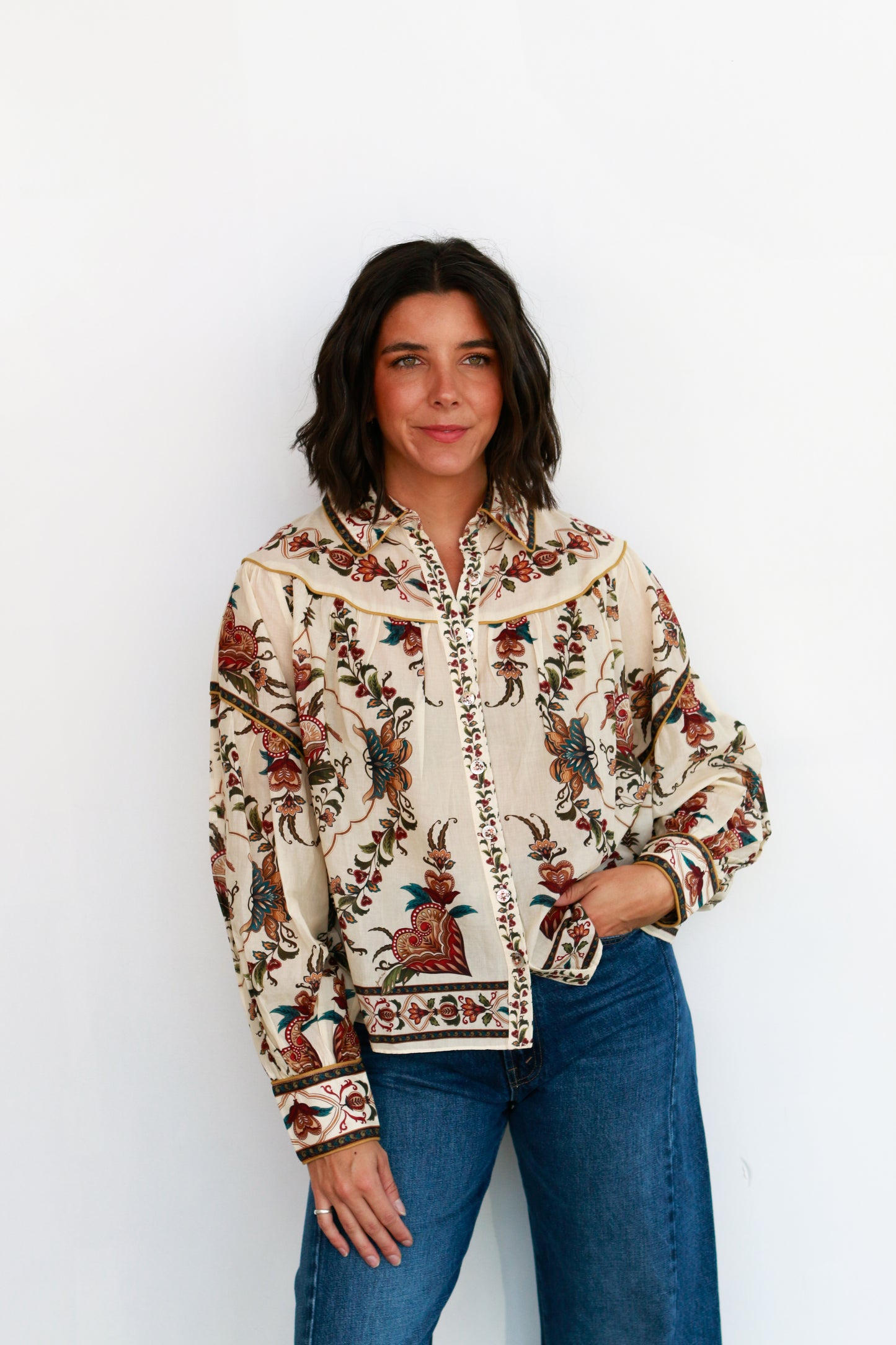Majestic Hearts Cream Blouse