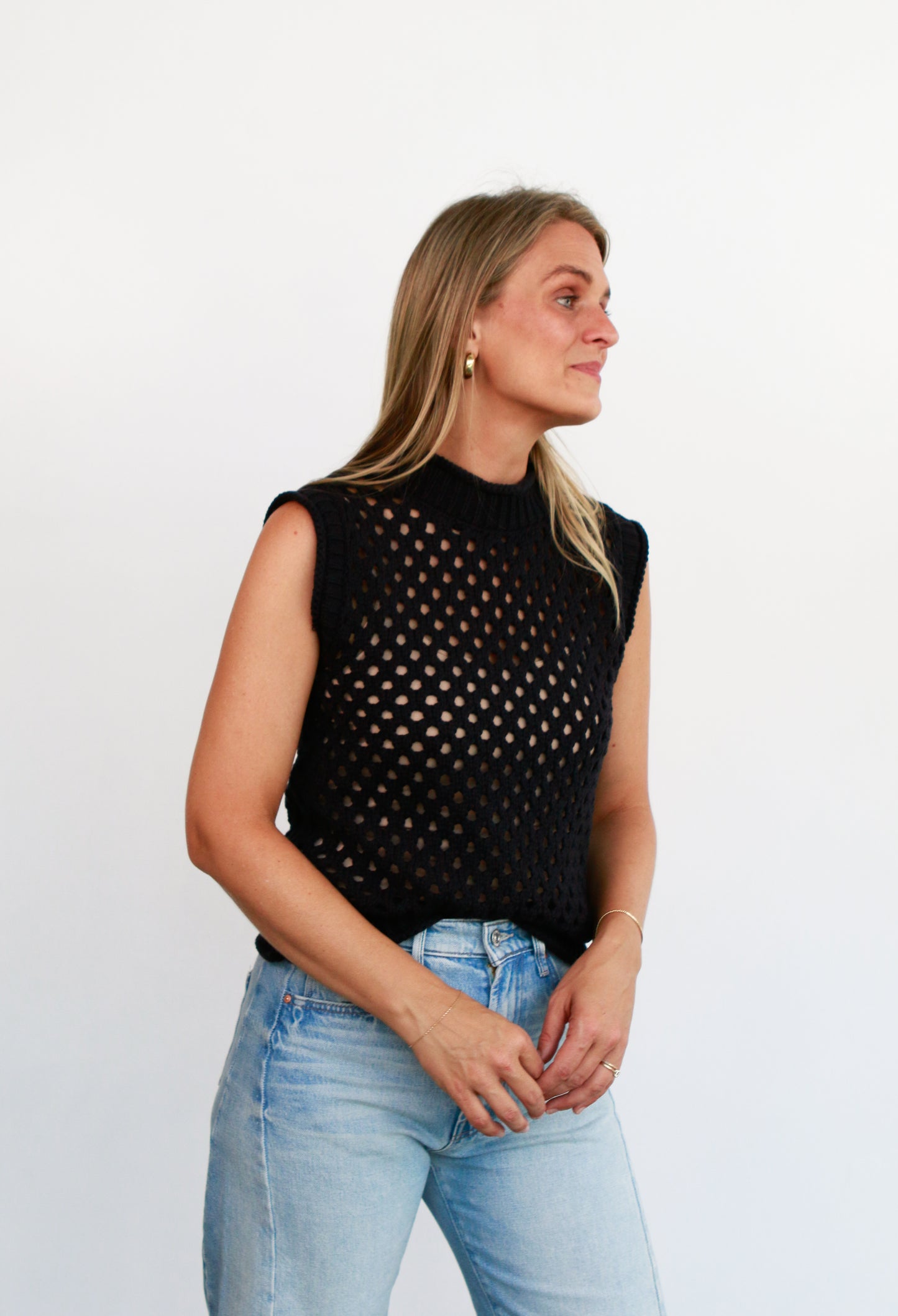 Elle Navy Woven Tank