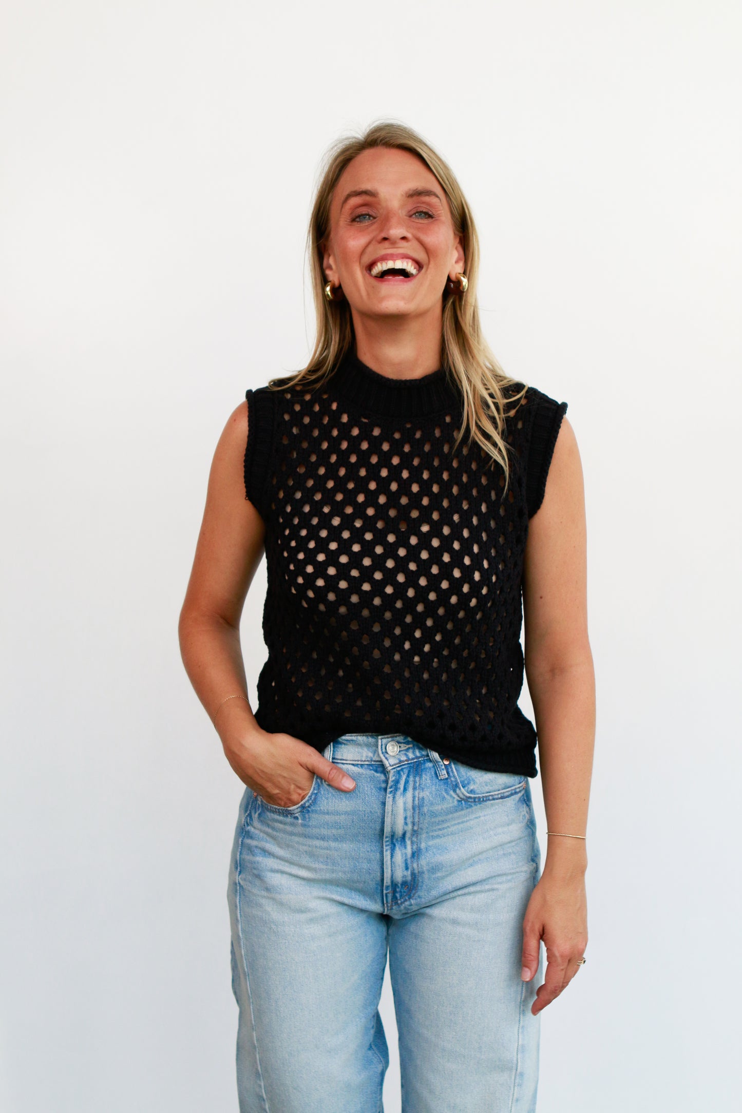 Elle Navy Woven Tank