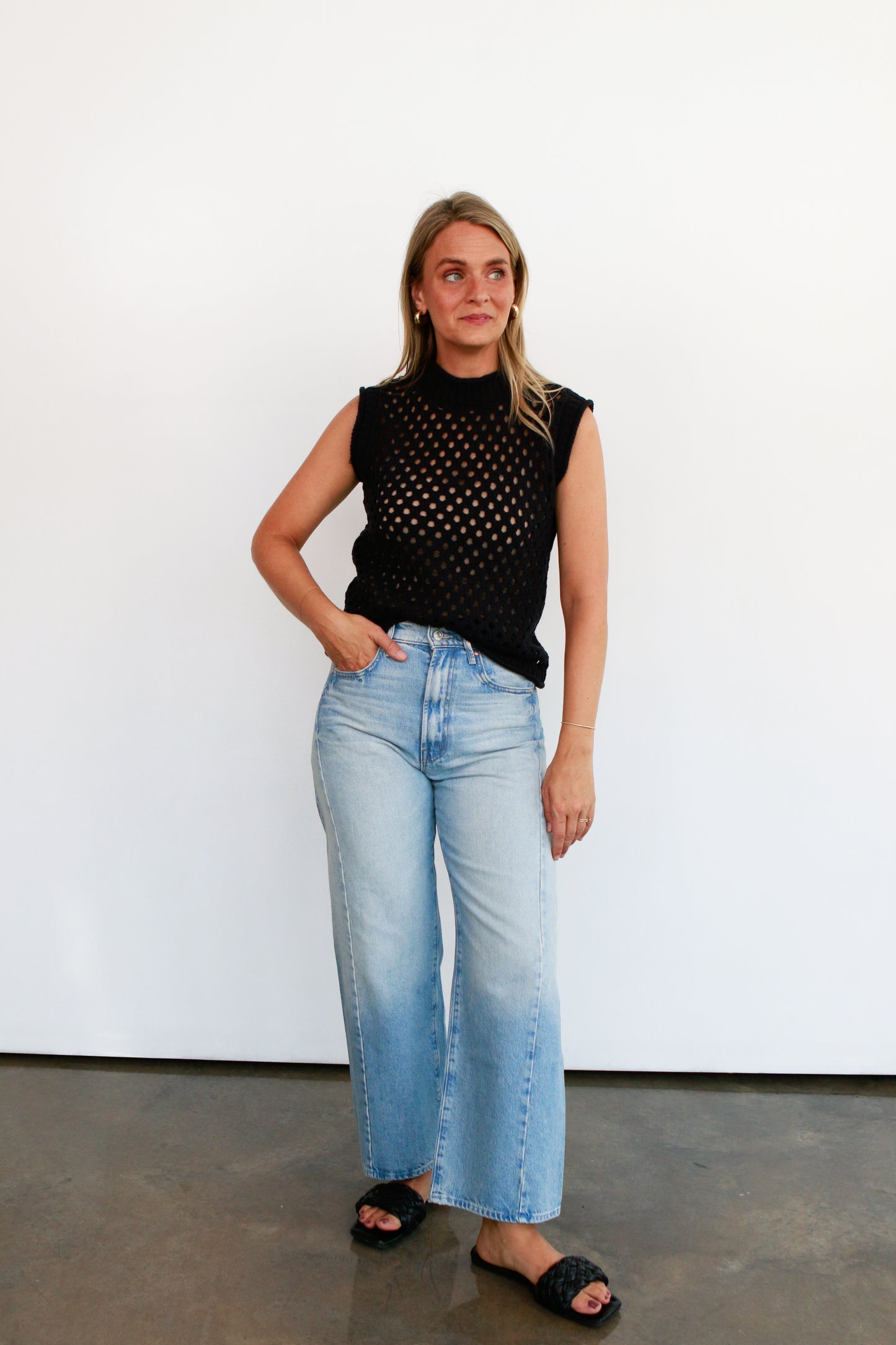 Elle Navy Woven Tank