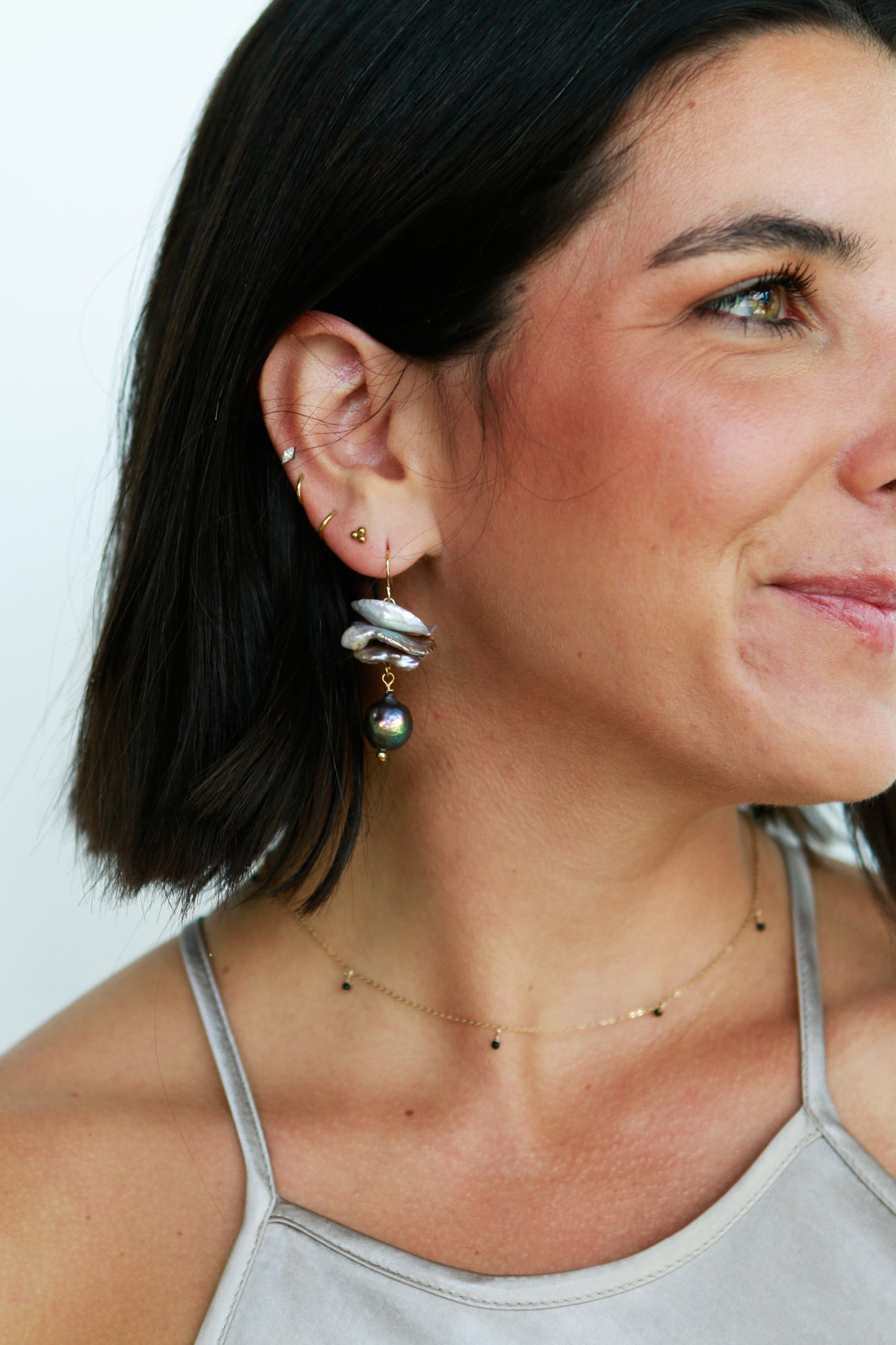Grayson Pearl Disc Earrings