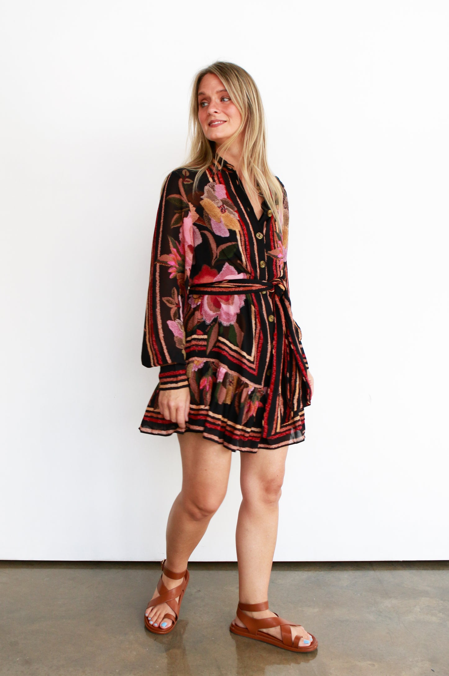 Chenille Flowers Mini Dress
