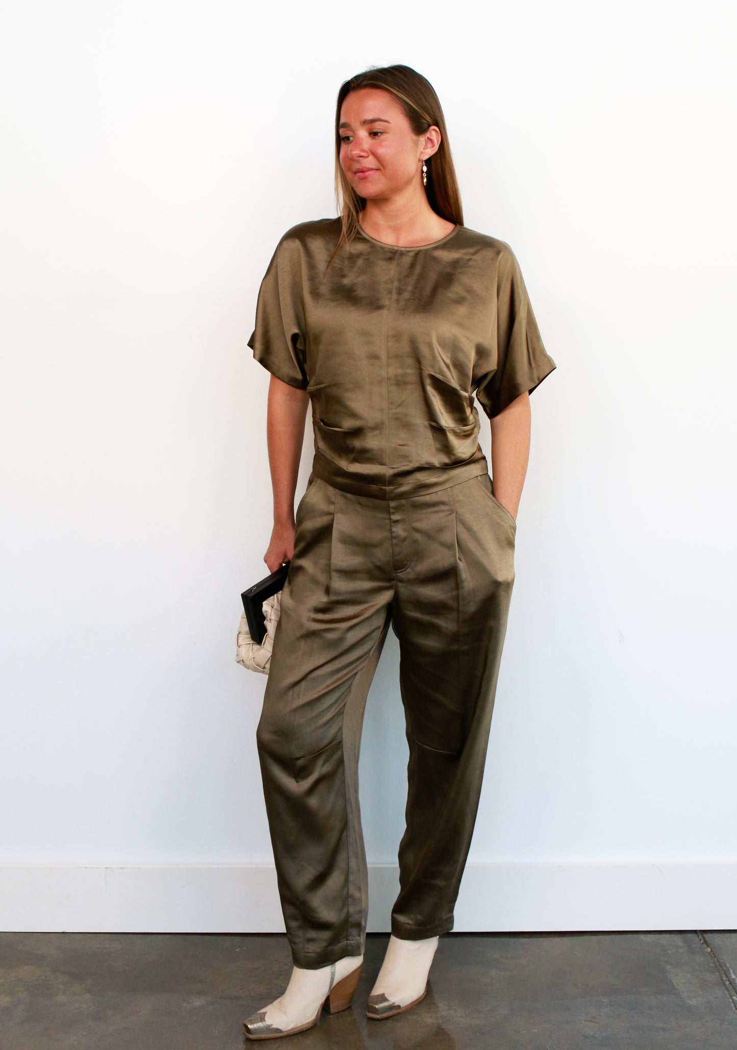 Satin Dolman Short Sleeve
