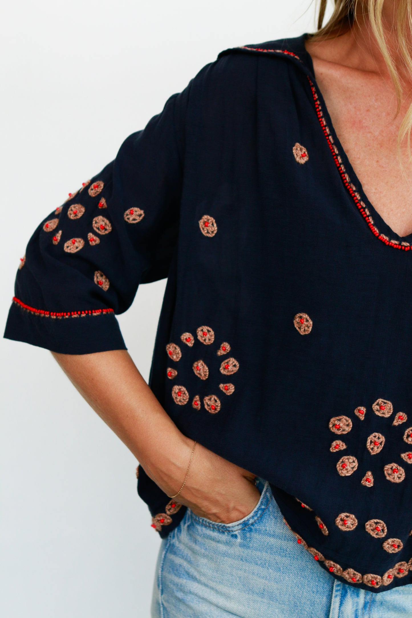 Beaded Vintage Sailor Top
