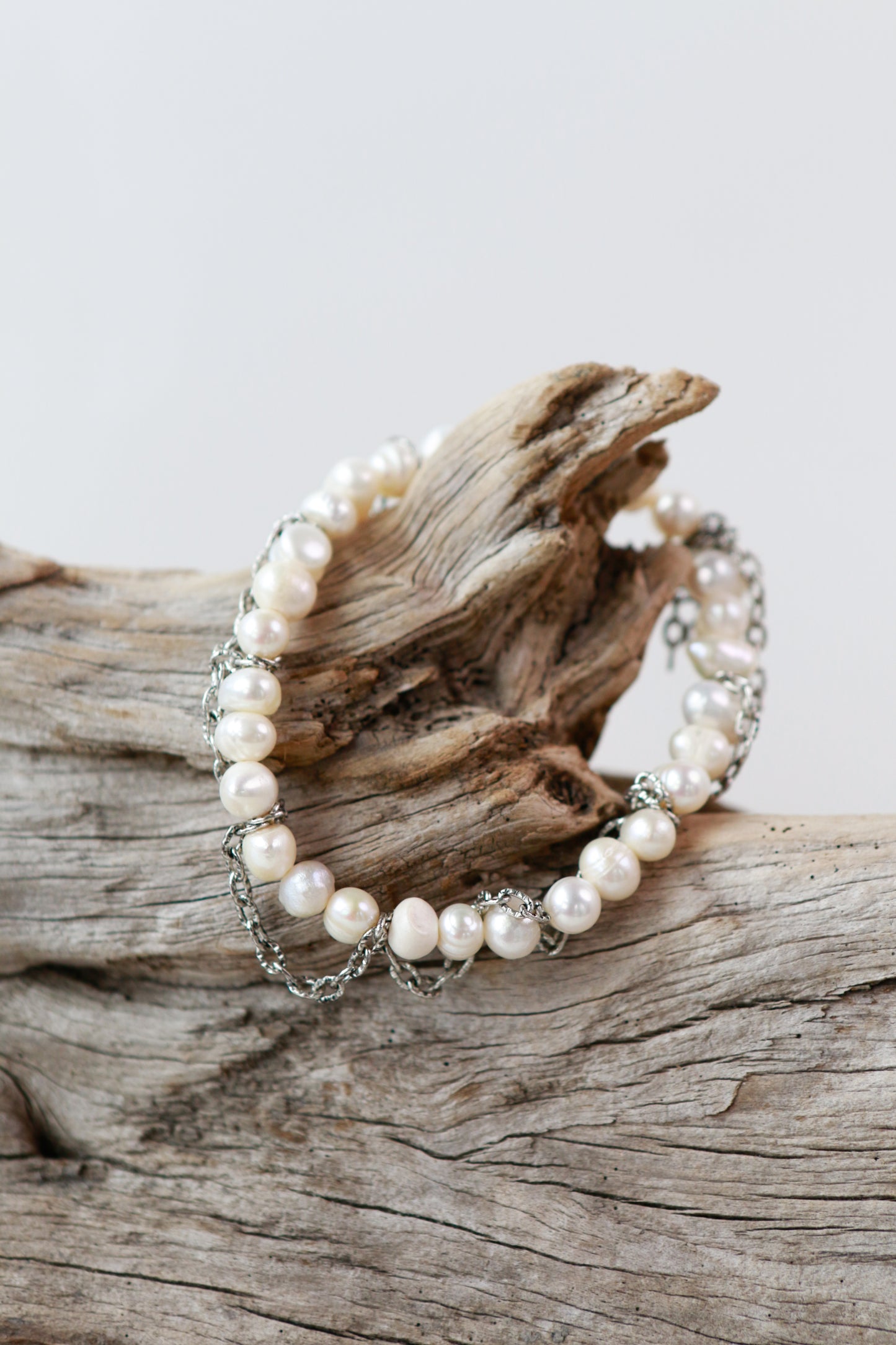 Vintage Tassel Bracelet in White Pearls