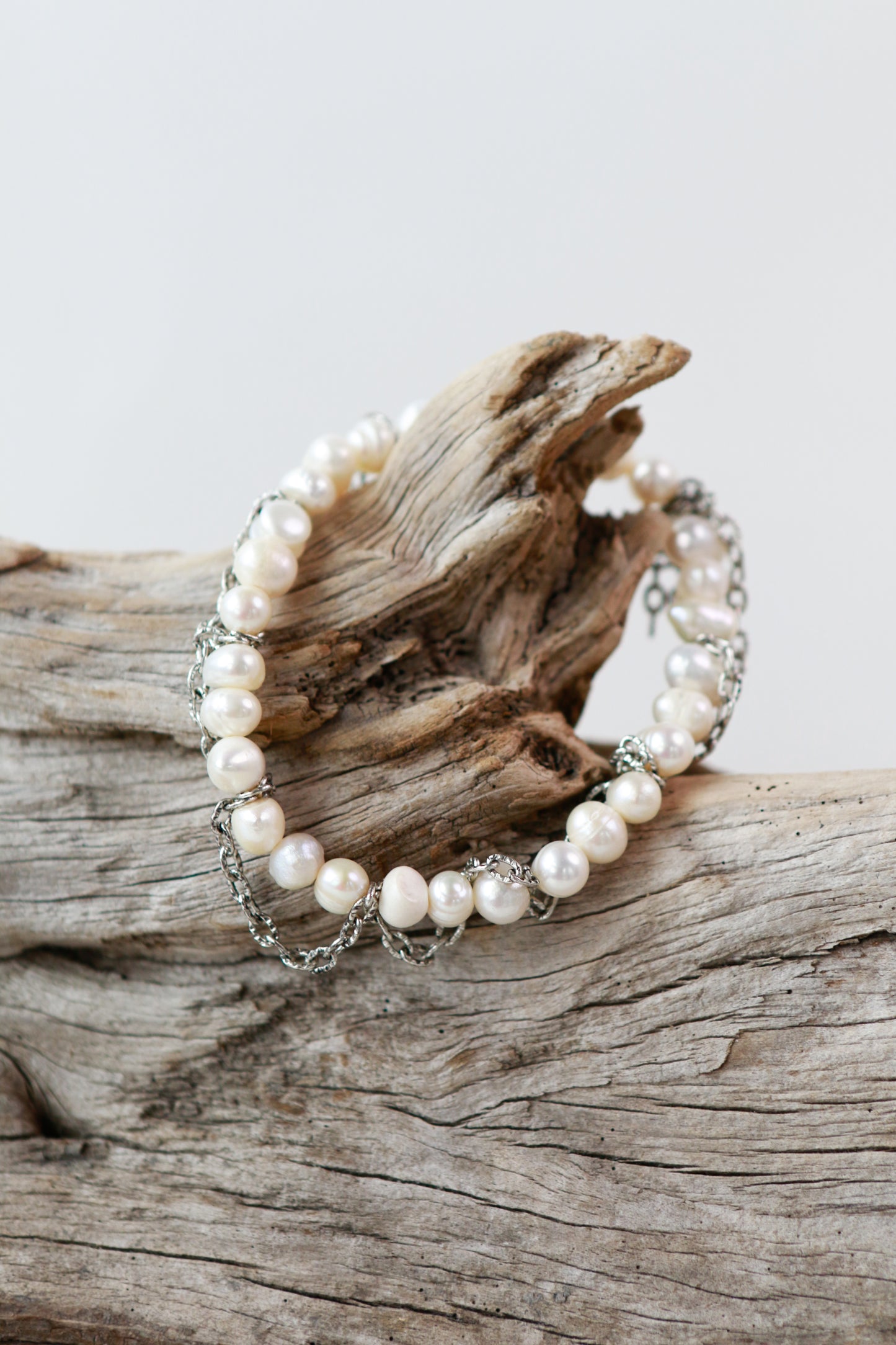 Vintage Tassel Bracelet in White Pearls