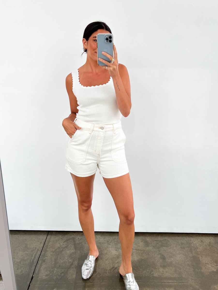 Utility Cargo Shorts in Off White