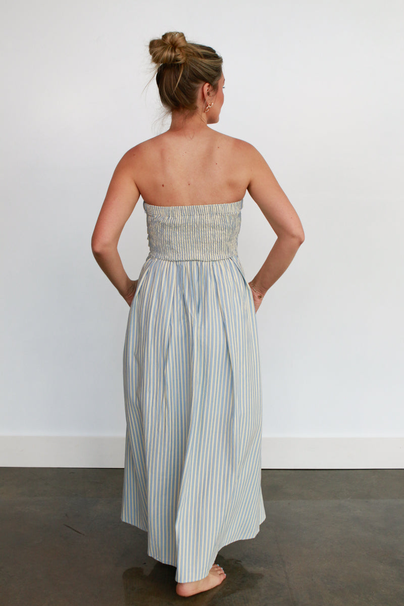 Strapless Striped Maxi Dress