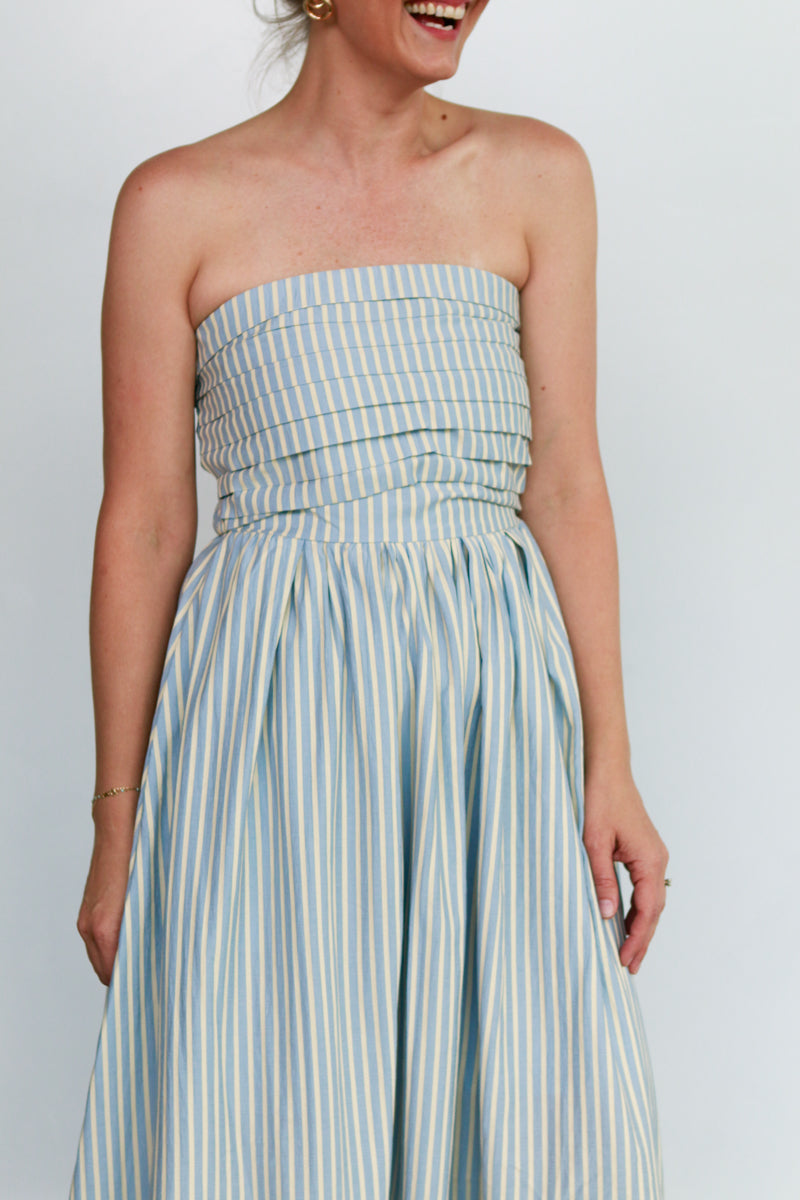Strapless Striped Maxi Dress
