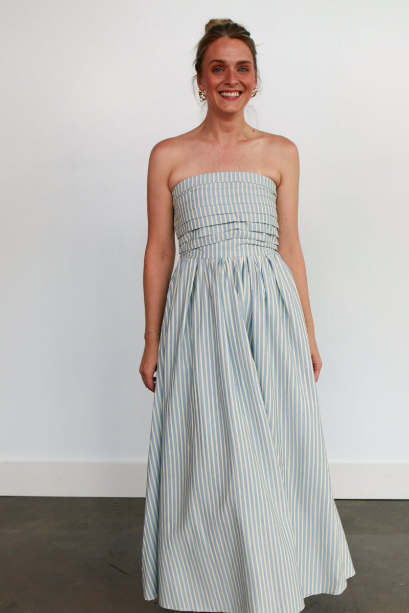 Strapless Striped Maxi Dress
