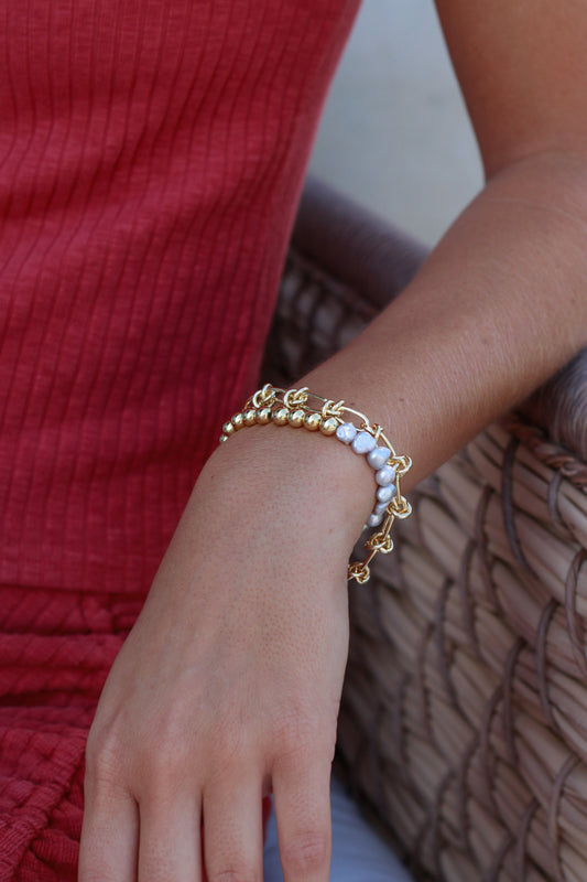 Gray Pearl Stretch Bracelet