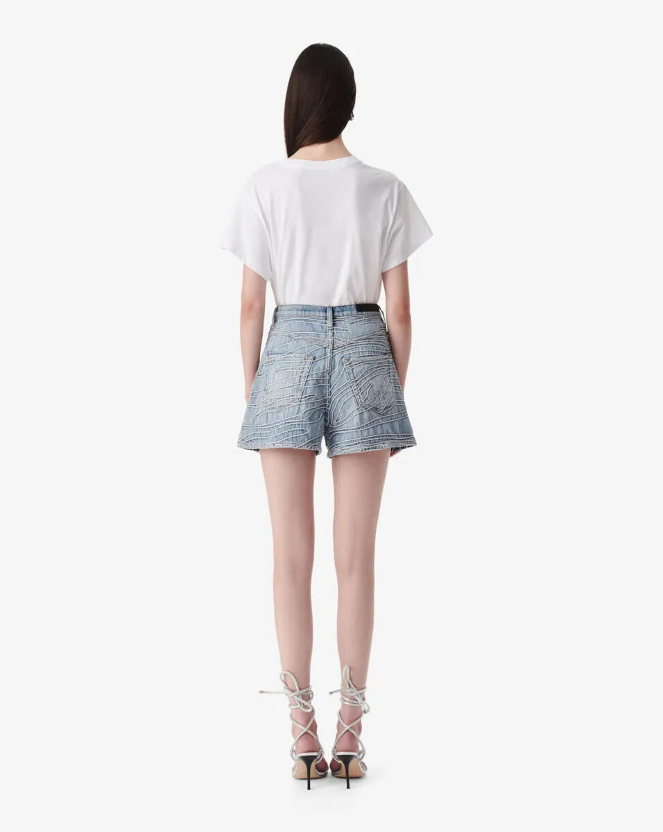 Viny Textured Denim Shorts