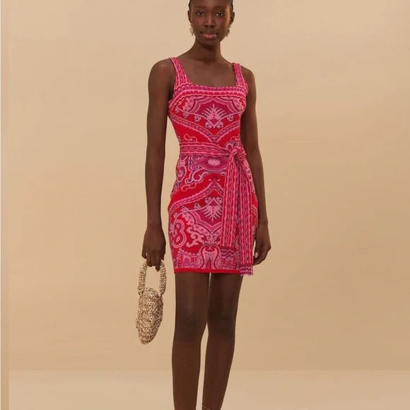 Paisley Scarf Knit Mini Dress
