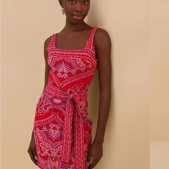 Paisley Scarf Knit Mini Dress