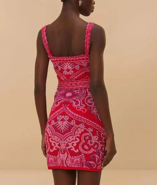 Paisley Scarf Knit Mini Dress
