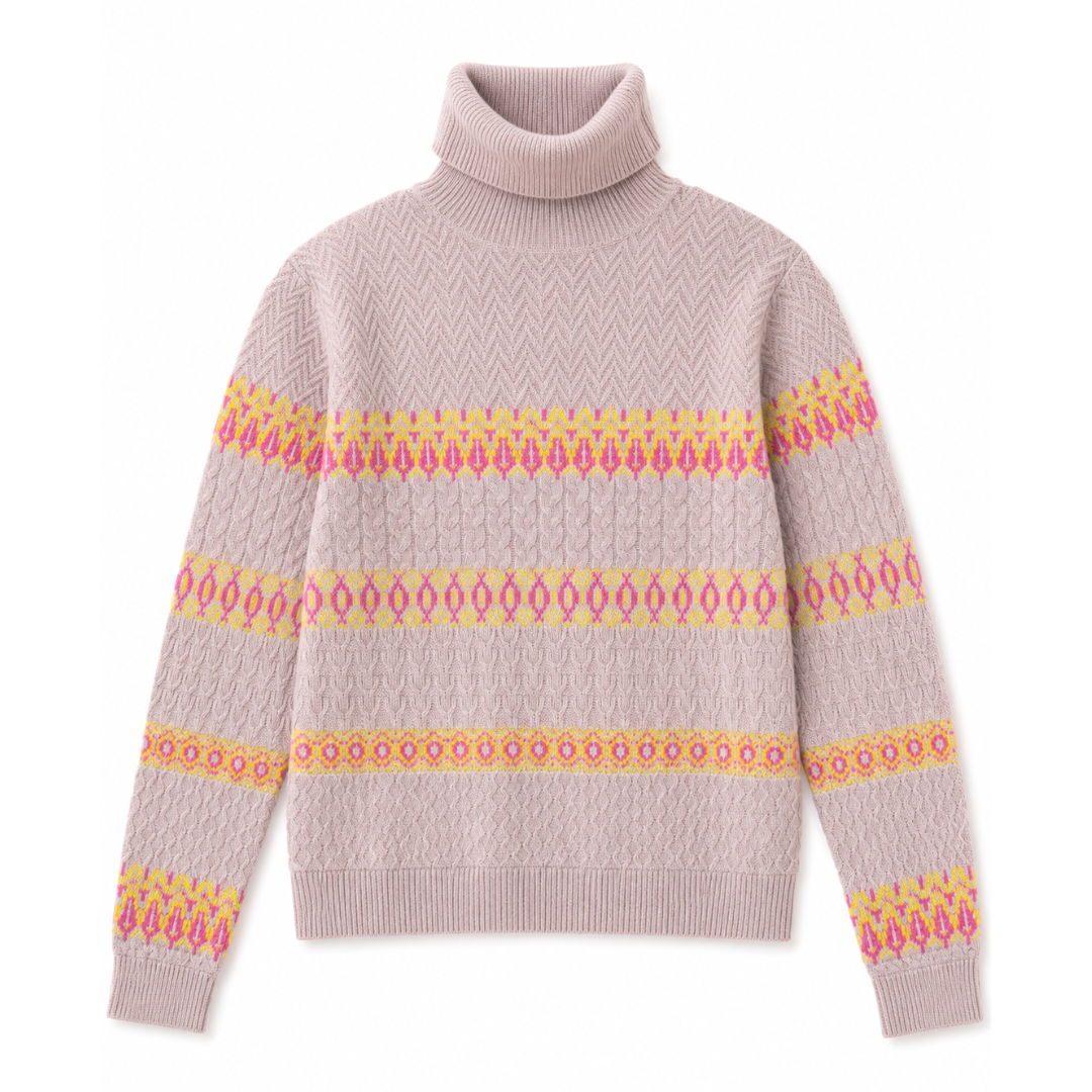 Banff Snowflake Cable Sweater in Rose
