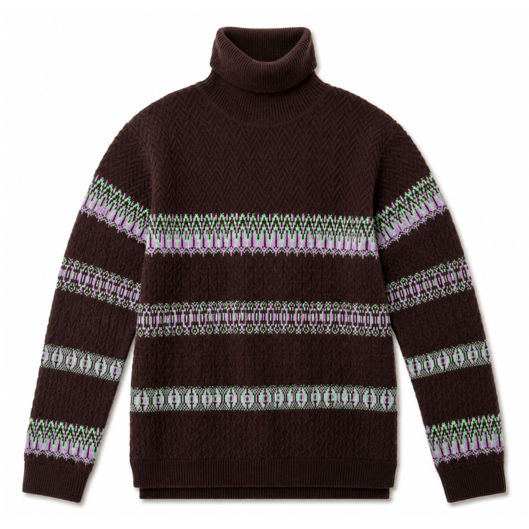 Banff Snowflake Cable Sweater in Hickory