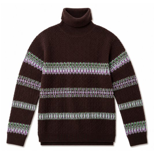 Banff Snowflake Cable Sweater in Hickory
