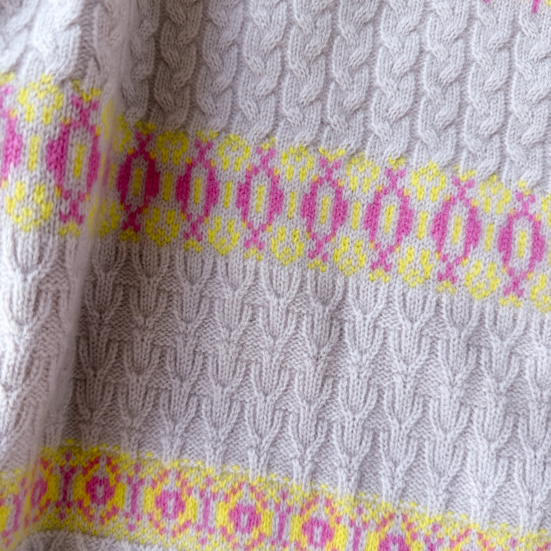 Banff Snowflake Cable Sweater in Rose