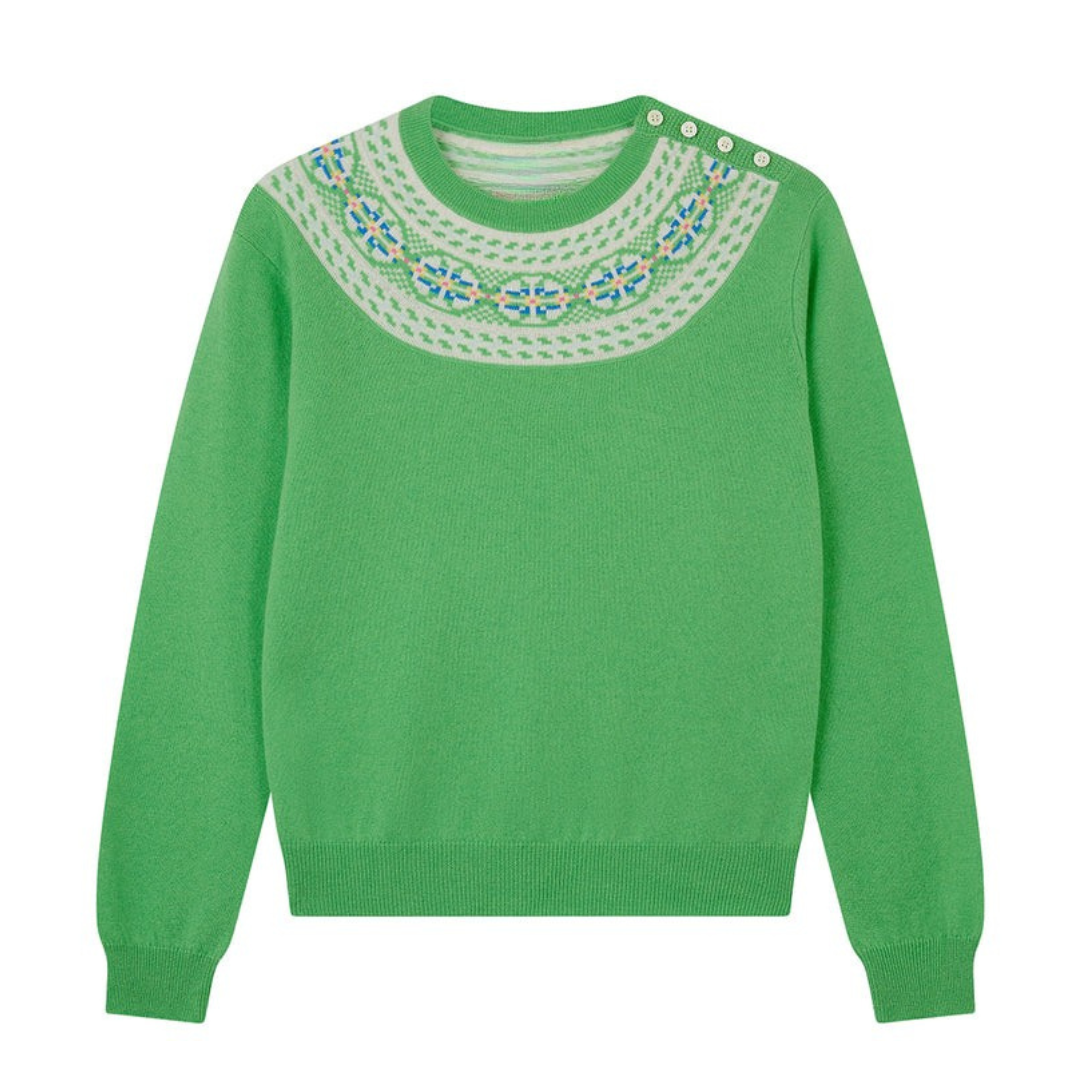 Zurich Fair Isle Sweater in Emerald
