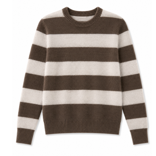 Camden Brushed Stripe Sweater in Hickory Oyster