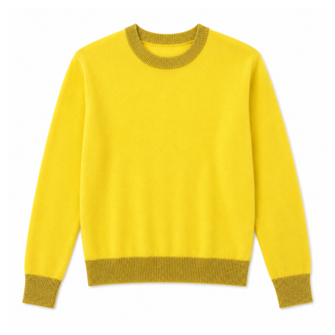 Sonoma Lurex Trimmed Sweater in Lemon