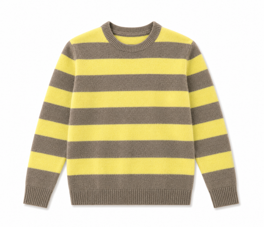 Greenwich Striped Crew Sweater in Limewash
