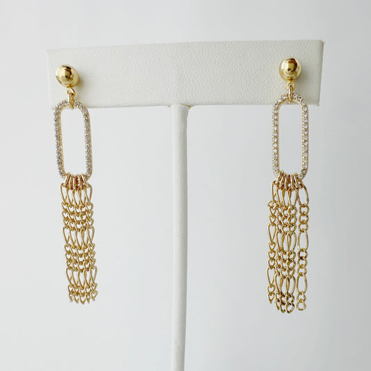 Thea Oval Earrings with Drop Chains